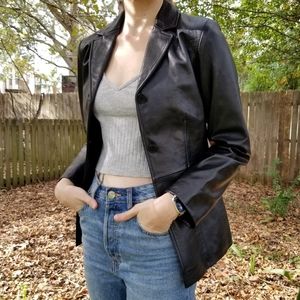 Like New Kenneth Cole Black Leather Blazer Sz XS/S